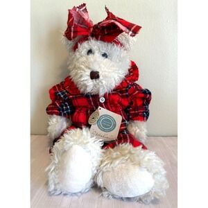 VTG Boyds Bears "Ophelia" Red Plaid Plush Bear w Tags Cottagecore Holiday 1995